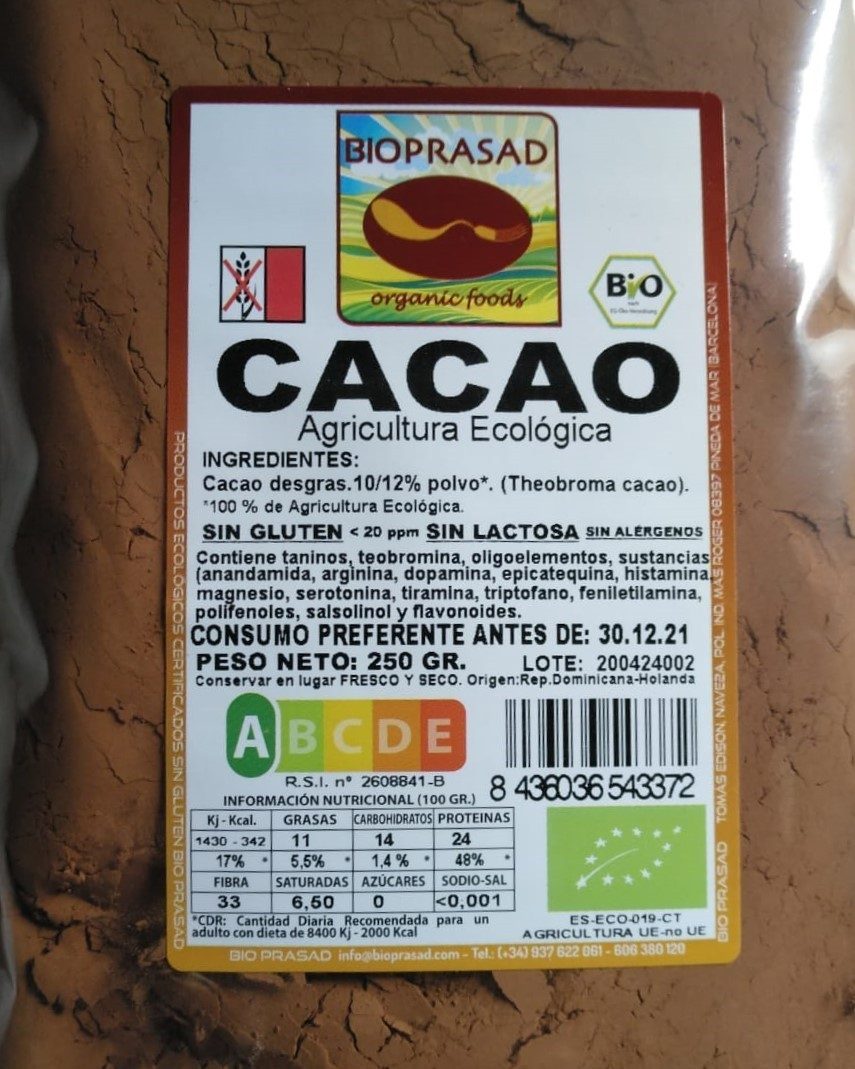 CACAO EN POLVO DESGRASADO 250 GR. (foto 1)