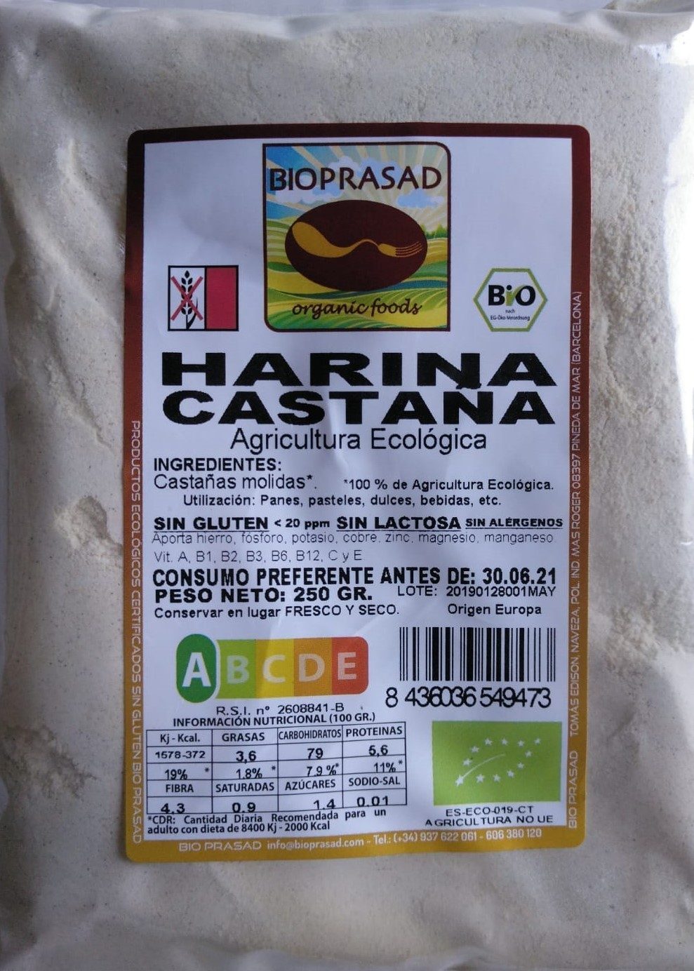HARINA DE CASTAÑA 250 GR. (foto 1)