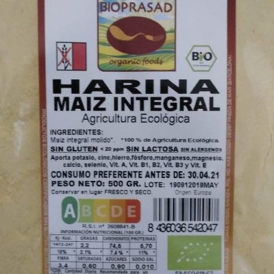 HARINA DE MAÍZ INTEGRAL 500 GR.