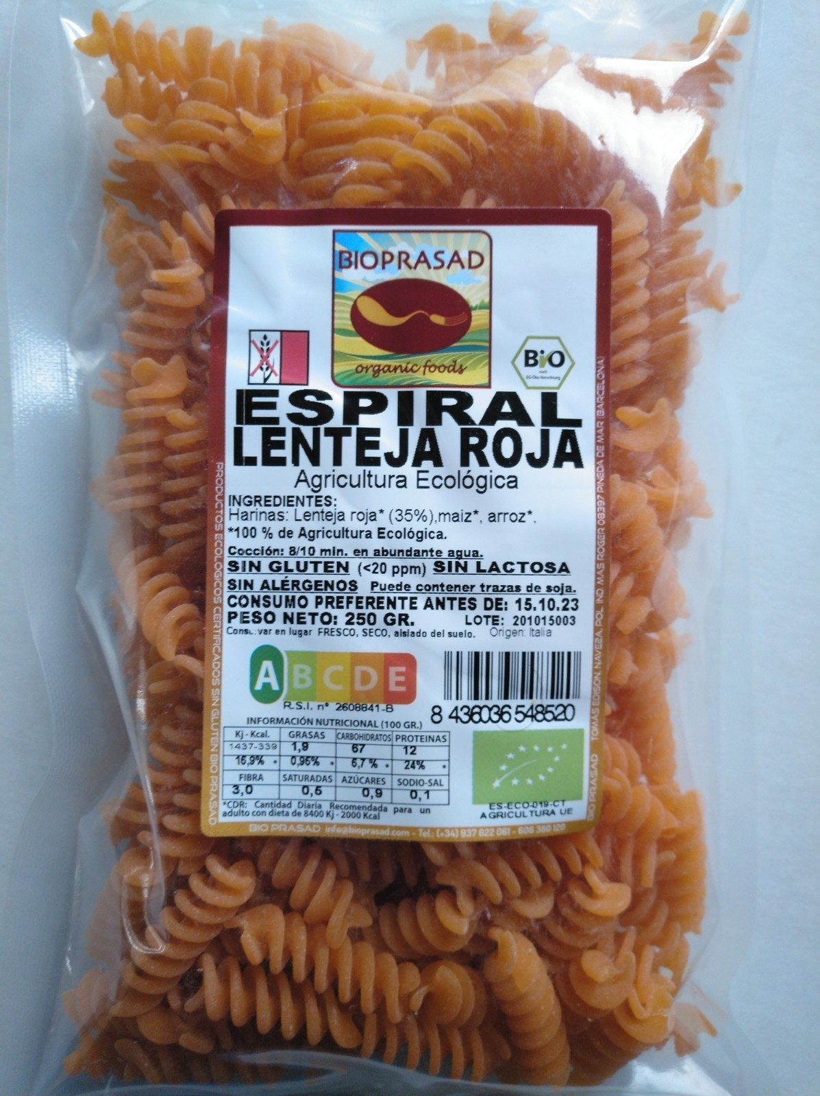 ESPIRAL LENTEJA ROJA 250 GR. (foto 1)