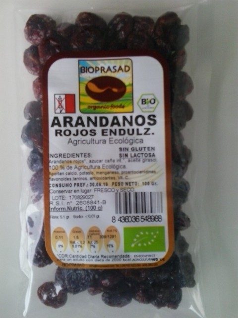 ARÁNDANOS ROJOS SECOS ENDULZADOS 100 GR. (foto 1)